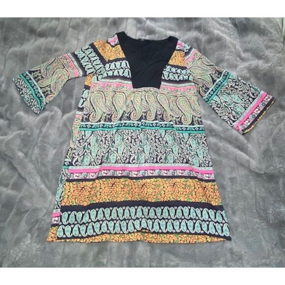 Honey Punch Boho Paisley Tunic Shirt - Multicolor Long Sleeve - Picture 2 of 7